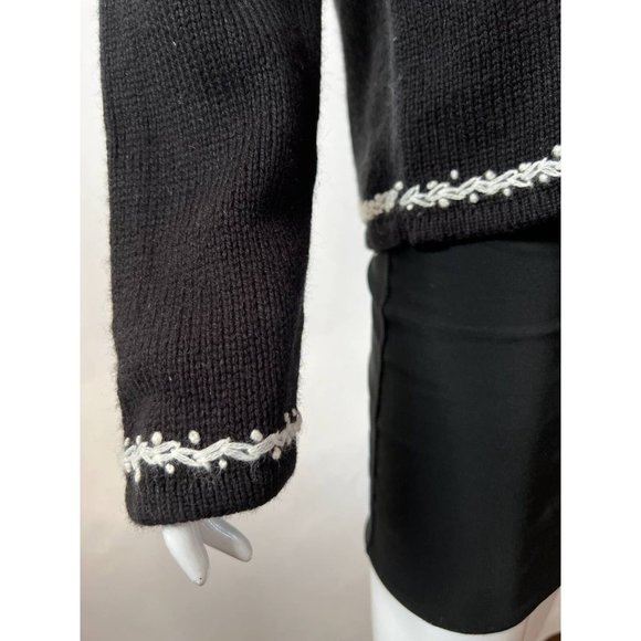 Charter Club Womens Pullover Sweater Black White Nordic Fair Isle Long Sleeve M - Picture 6 of 12